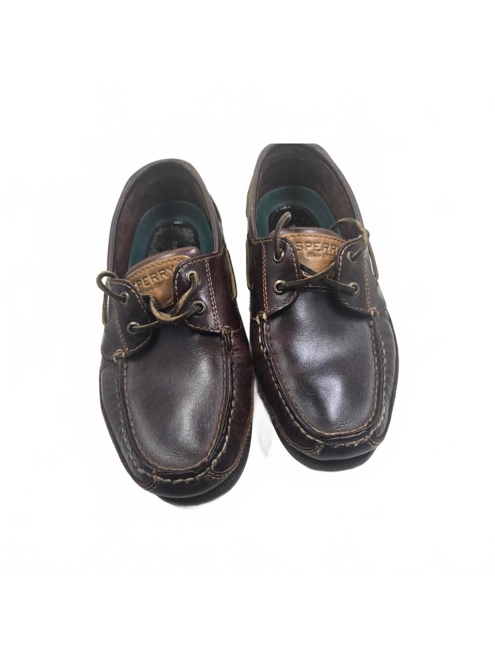 Sperry Men’s Brown Leather Boat Shoes Size 8.5 Wide Classic Moccasin Style